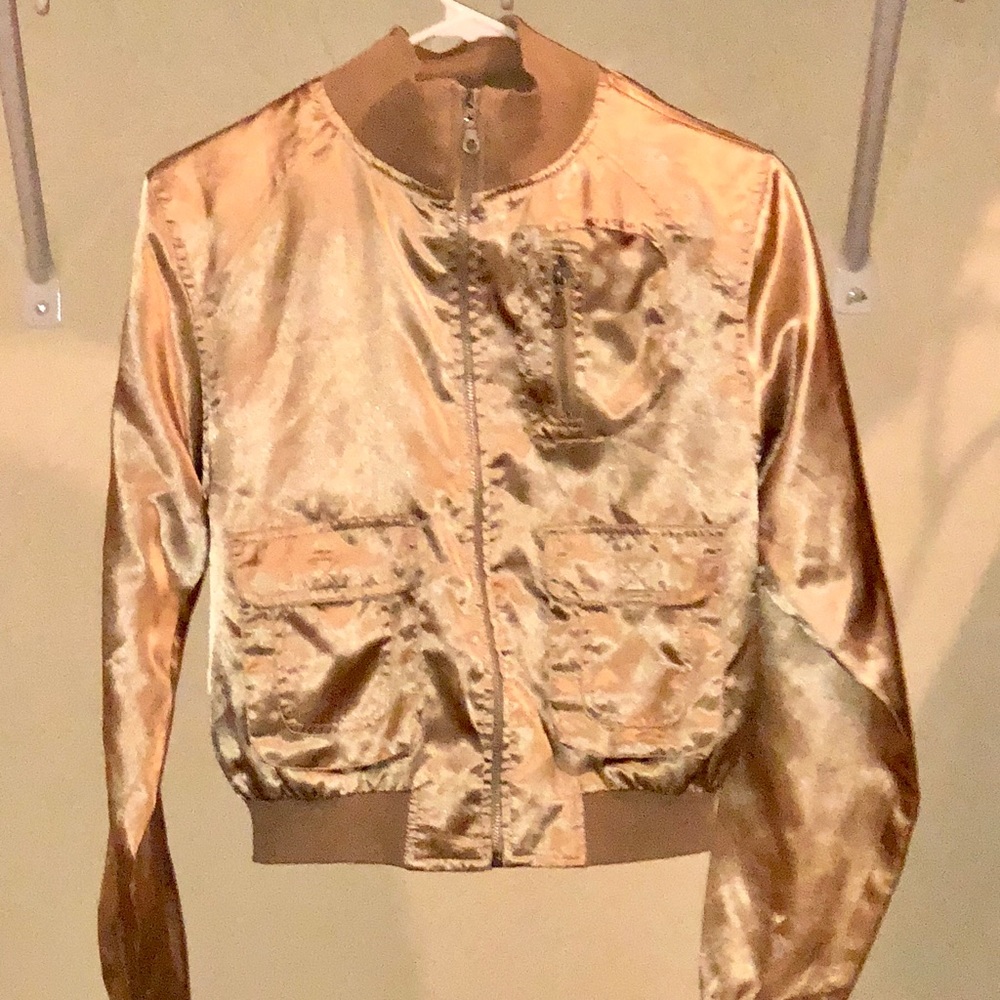 Shiny Gold Bomber Jacket